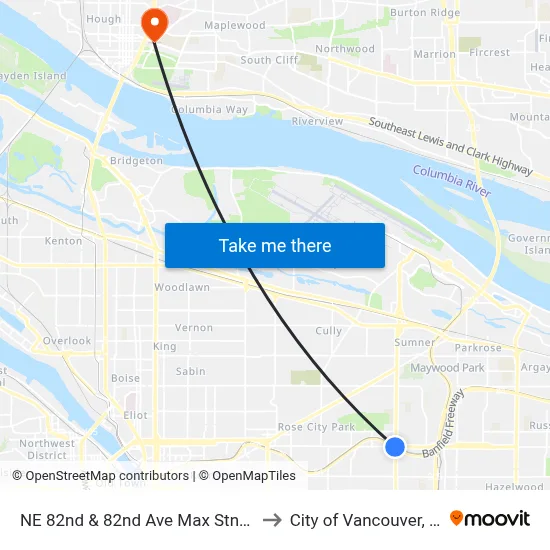 NE 82nd & 82nd Ave Max Stn/I-84 to City of Vancouver, WA map