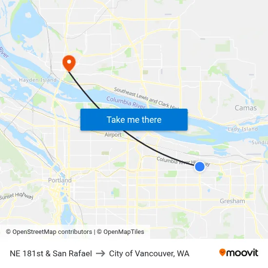 NE 181st & San Rafael to City of Vancouver, WA map