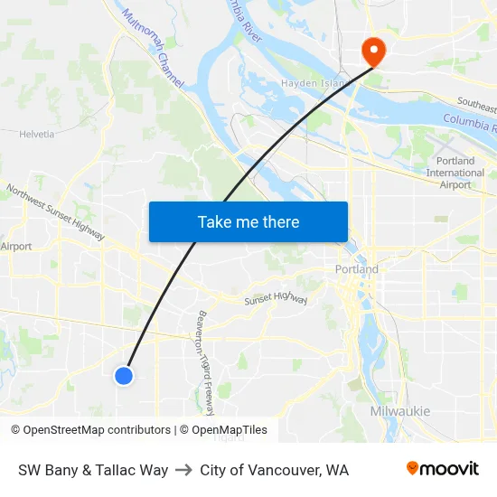 SW Bany & Tallac Way to City of Vancouver, WA map
