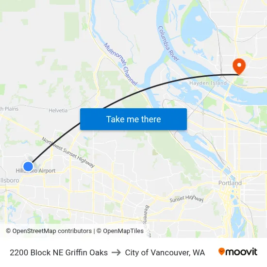 2200 Block NE Griffin Oaks to City of Vancouver, WA map