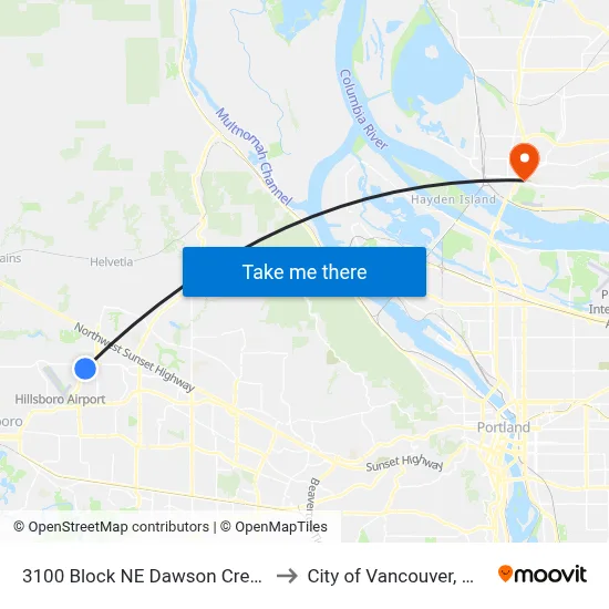 3100 Block NE Dawson Creek to City of Vancouver, WA map