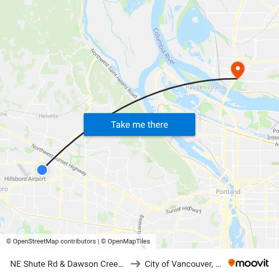 NE Shute Rd & Dawson Creek Dr to City of Vancouver, WA map