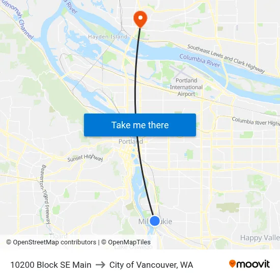 10200 Block SE Main to City of Vancouver, WA map