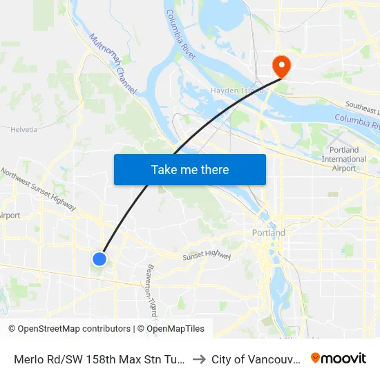 Merlo Rd/SW 158th Max Stn Turnaround to City of Vancouver, WA map