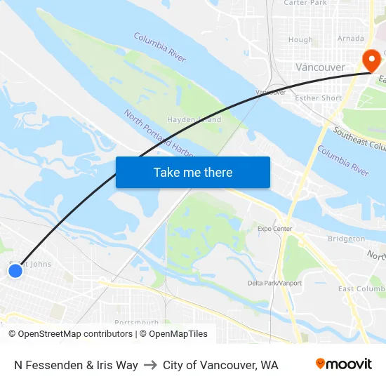 N Fessenden & Iris Way to City of Vancouver, WA map