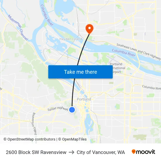 2600 Block SW Ravensview to City of Vancouver, WA map