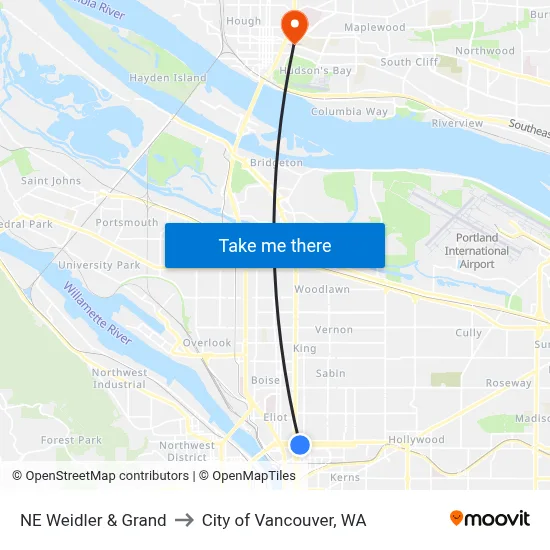 NE Weidler & Grand to City of Vancouver, WA map