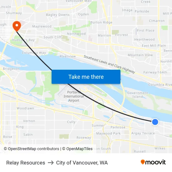 Relay Resources to City of Vancouver, WA map