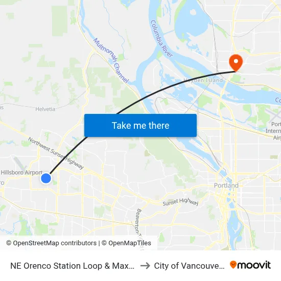 NE Orenco Station Loop & Max Station to City of Vancouver, WA map