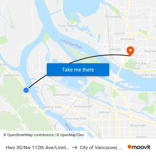 Hwy 30/Nw 112th Ave/Linnton to City of Vancouver, WA map