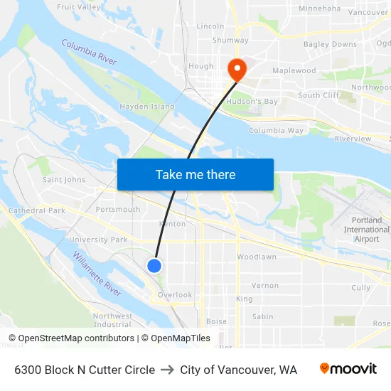 6300 Block N Cutter Circle to City of Vancouver, WA map