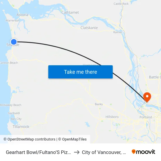 Gearhart Bowl/Fultano’S Pizza to City of Vancouver, WA map
