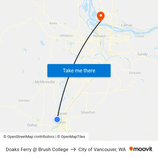 Doaks Ferry @ Brush College to City of Vancouver, WA map
