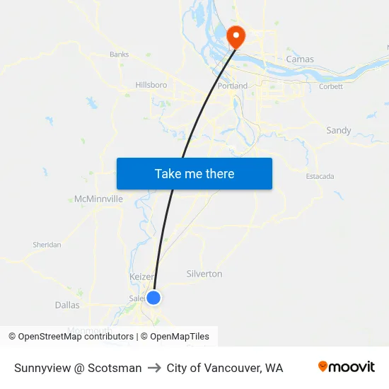 Sunnyview @ Scotsman to City of Vancouver, WA map