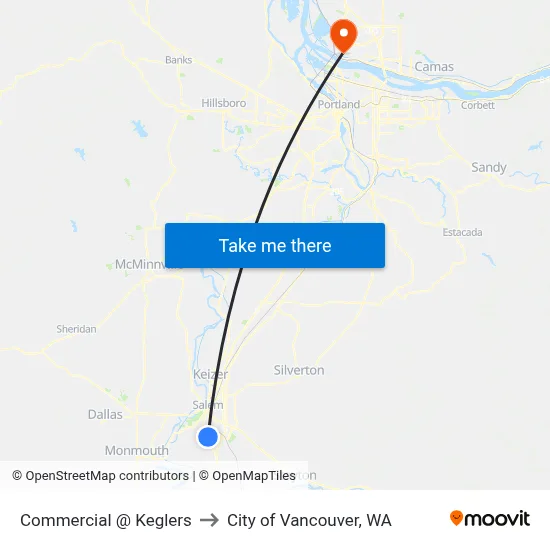 Commercial @ Keglers to City of Vancouver, WA map