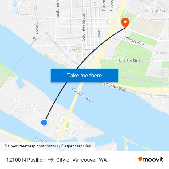 12100 N Pavilion to City of Vancouver, WA map