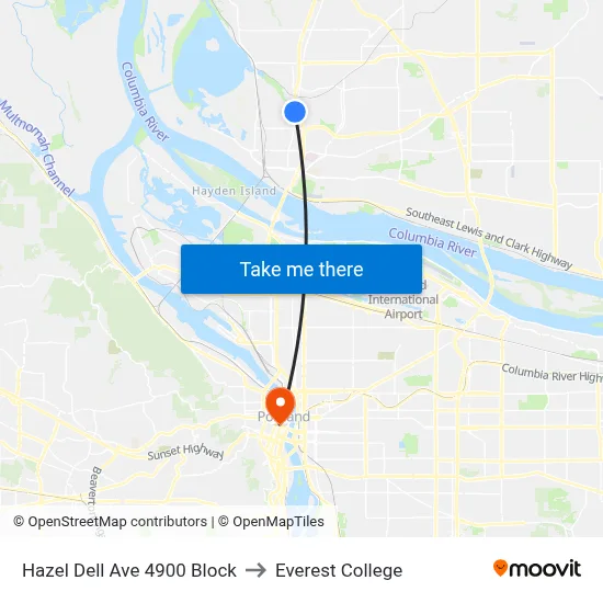 Hazel Dell Ave 4900 Block to Everest College map
