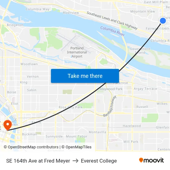 SE 164th Ave at Fred Meyer to Everest College map