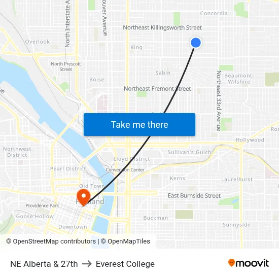 NE Alberta & 27th to Everest College map