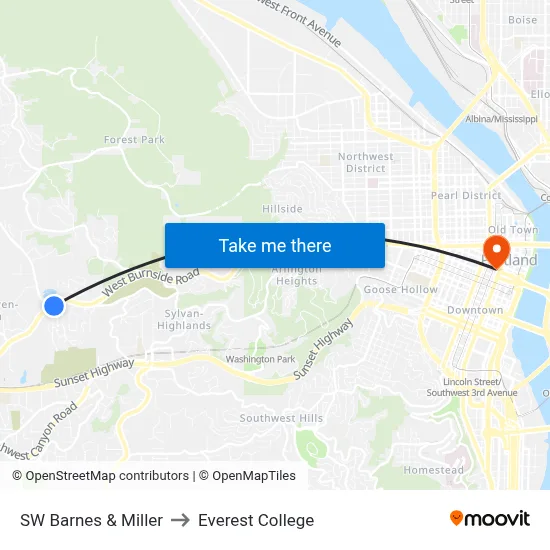 SW Barnes & Miller to Everest College map