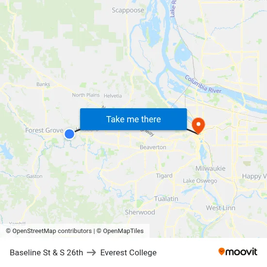 Baseline St & S 26th to Everest College map
