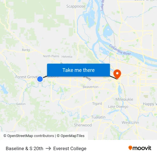 Baseline & S 20th to Everest College map