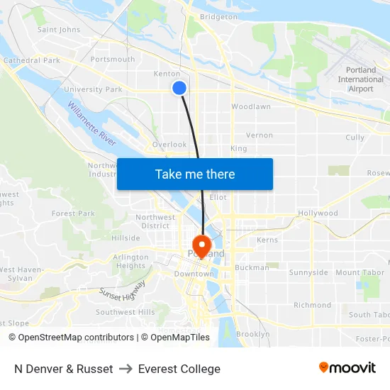 N Denver & Russet to Everest College map