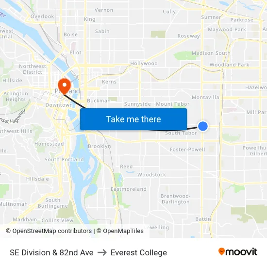 SE Division & 82nd Ave to Everest College map