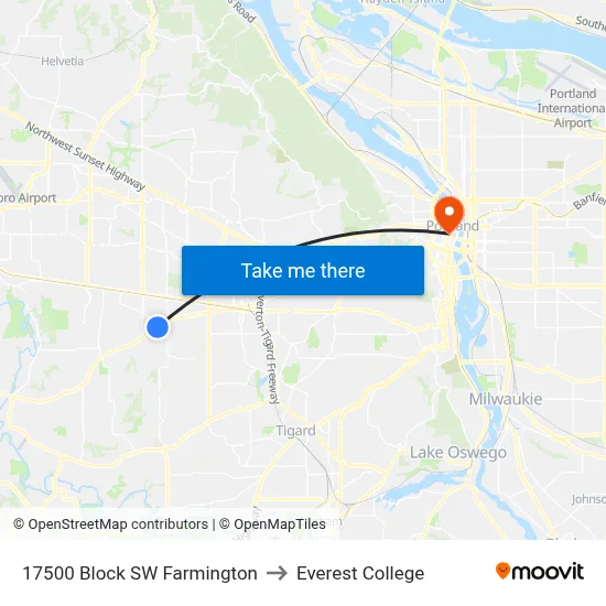 17500 Block SW Farmington to Everest College map