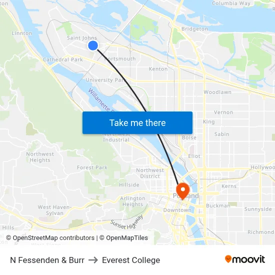 N Fessenden & Burr to Everest College map