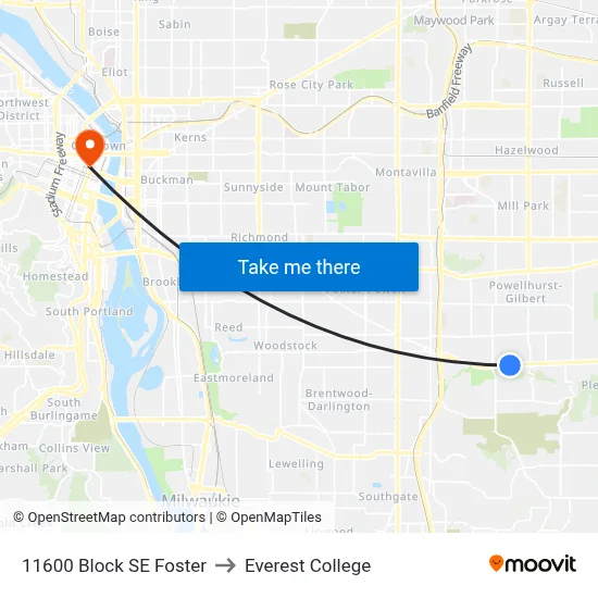 11600 Block SE Foster to Everest College map