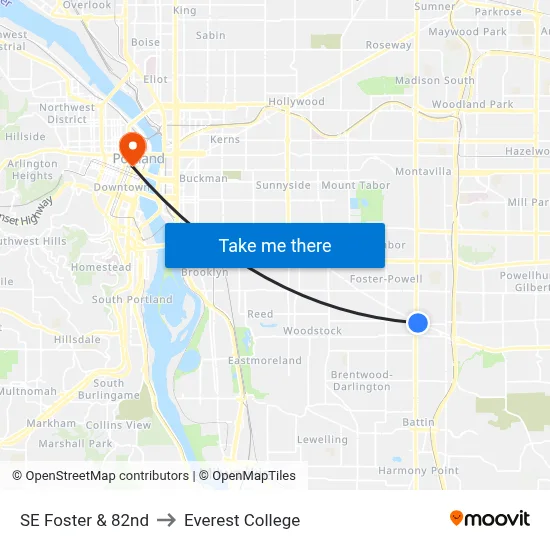 SE Foster & 82nd to Everest College map