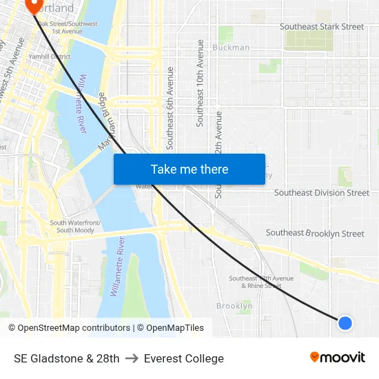SE Gladstone & 28th to Everest College map