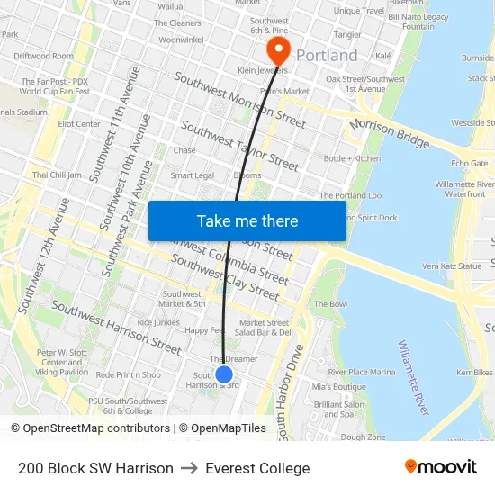 200 Block SW Harrison to Everest College map