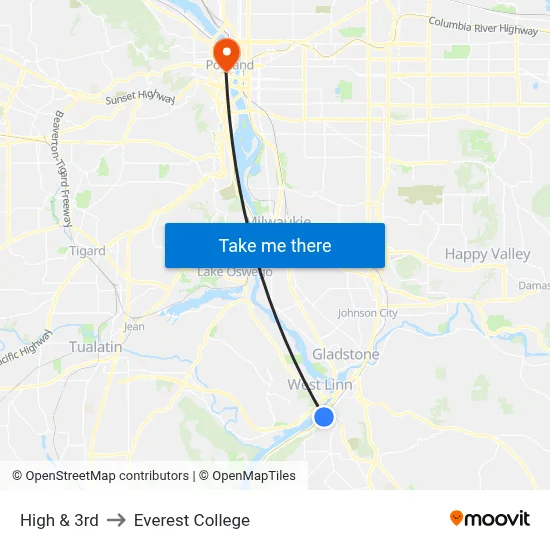 High & 3rd to Everest College map