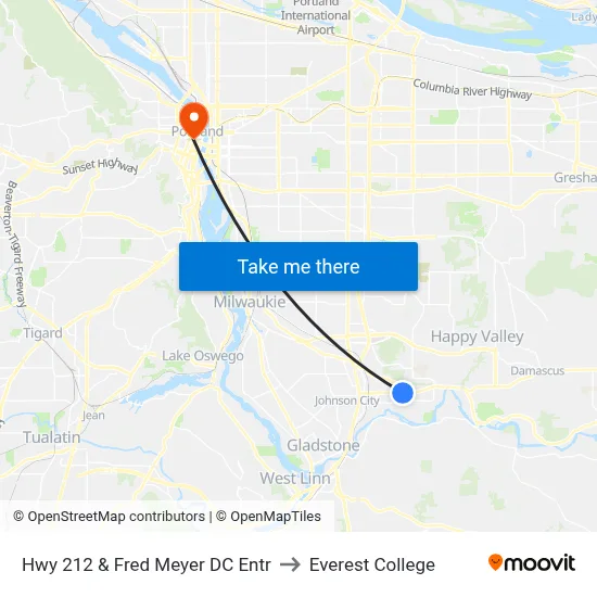 Hwy 212 & Fred Meyer DC Entr to Everest College map