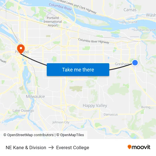 NE Kane & Division to Everest College map