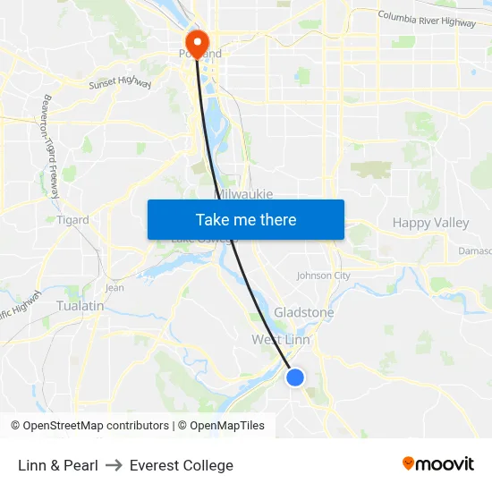 Linn & Pearl to Everest College map