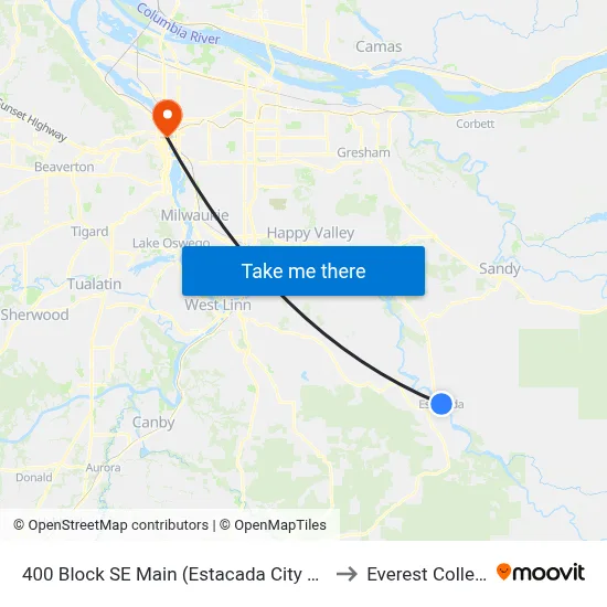 400 Block SE Main (Estacada City Hall) to Everest College map