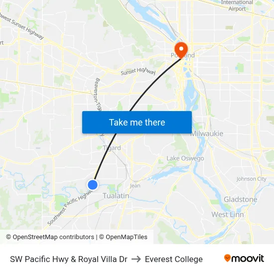 SW Pacific Hwy & Royal Villa Dr to Everest College map