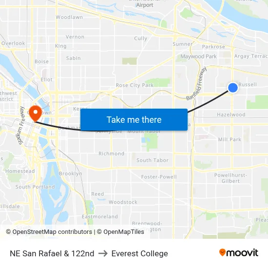 NE San Rafael & 122nd to Everest College map
