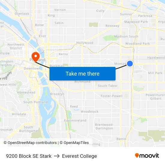 9200 Block SE Stark to Everest College map