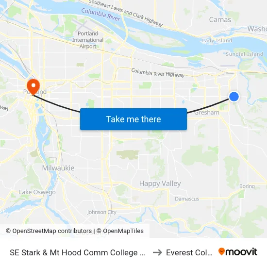 SE Stark & Mt Hood Comm College Entrance to Everest College map
