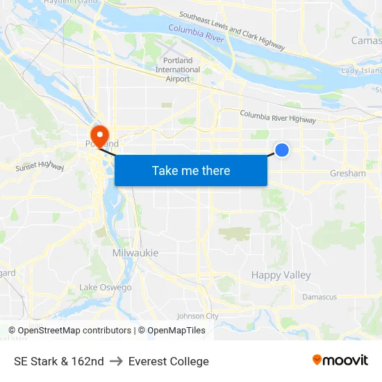 SE Stark & 162nd to Everest College map
