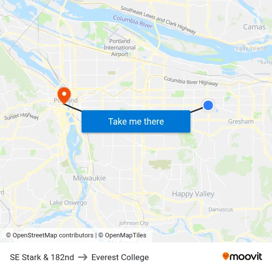 SE Stark & 182nd to Everest College map