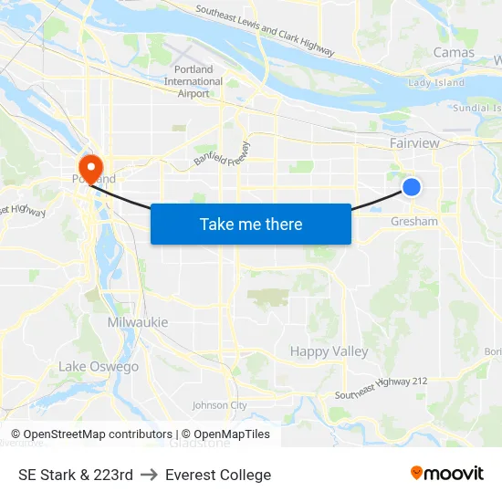 SE Stark & 223rd to Everest College map