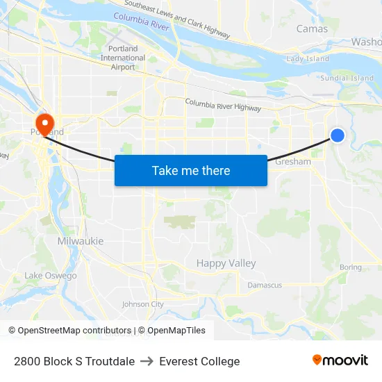 2800 Block S Troutdale to Everest College map