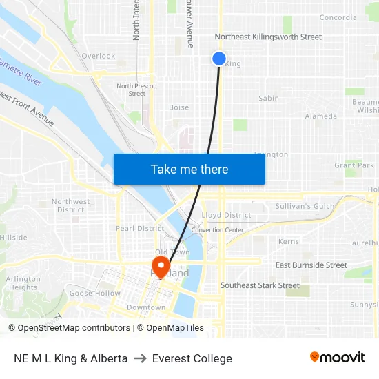 NE M L King & Alberta to Everest College map