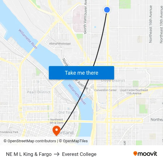 NE M L King & Fargo to Everest College map