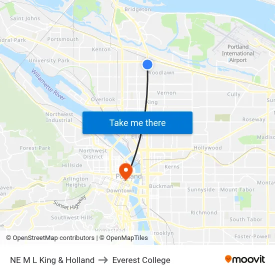 NE M L King & Holland to Everest College map